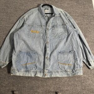 Rocawear Denim Jacket Mens 3XL Light Wash Blue Roc Denim Corp Embroidered